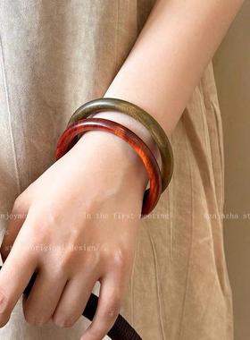 天然檀木手镯复古百搭手饰夏天2024新中式气质女文艺闺蜜情侣礼物