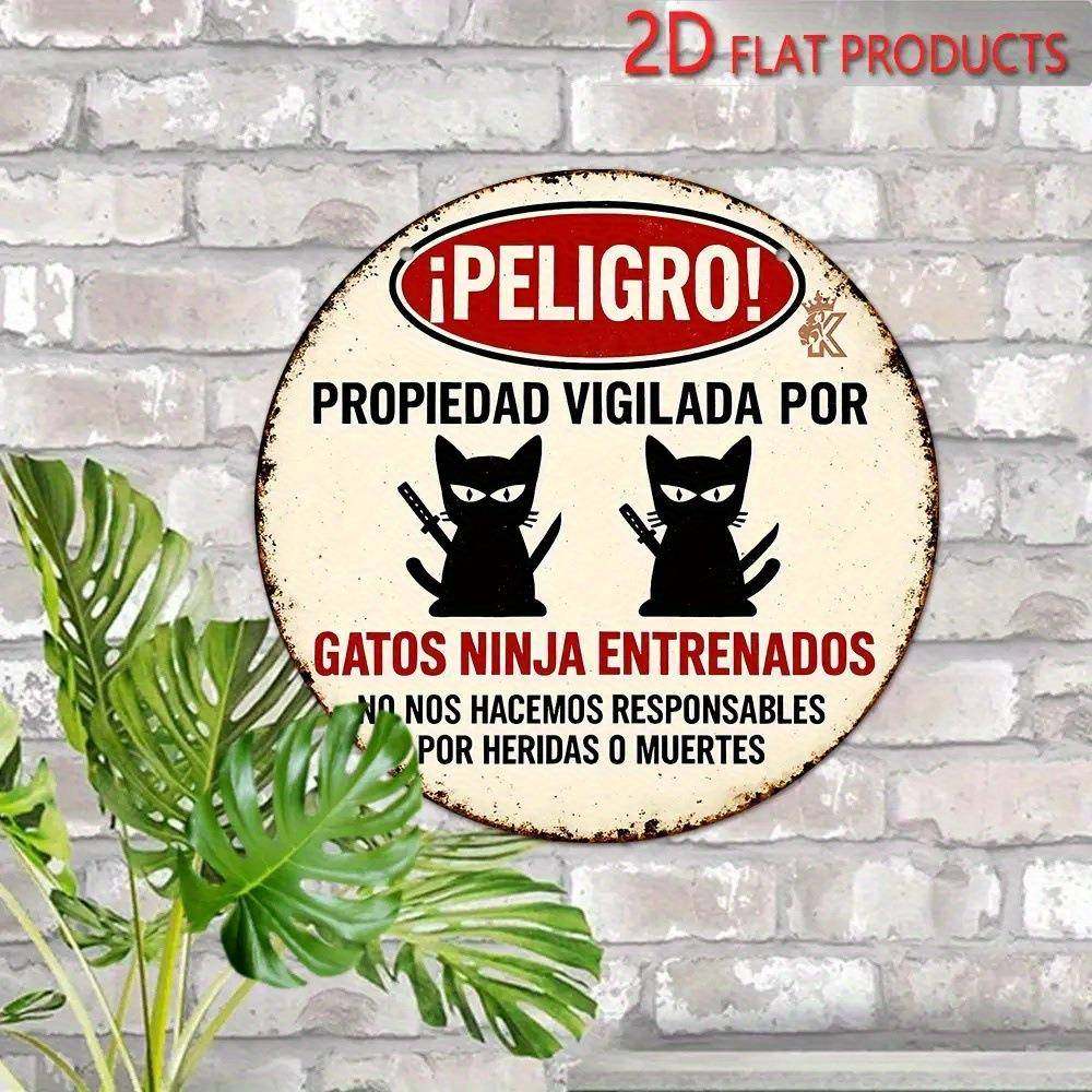 2D平面木制印刷圆形忍者猫墙饰-复古西班牙危险标志趣味装饰挂牌,家居饰品,装饰挂牌,淘宝优惠券,粉丝福利购,淘宝优惠卷