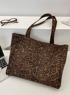 59265韩系复古麂皮豹纹大容量单肩包包秋冬新款通勤百搭腋下包女