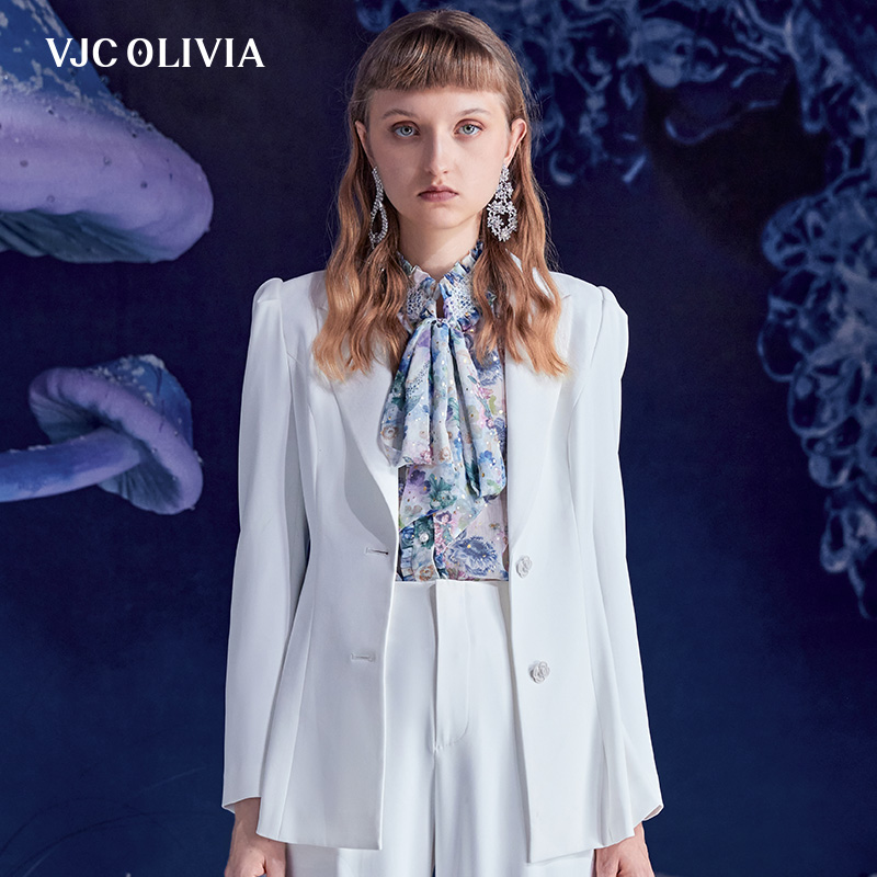 VJC OLIVIA2023秋冬白色收腰西服商务休闲通勤西装外套女装新款 女装/女士精品 西装 原图主图