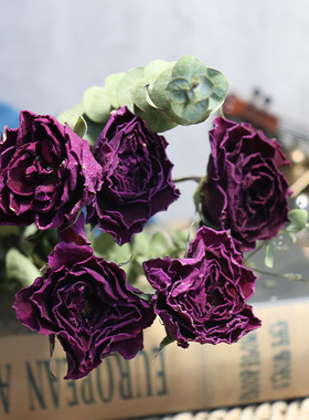 玫瑰干花花束天然风干花永生花尤加利叶情人草向日葵摄影拍照道具