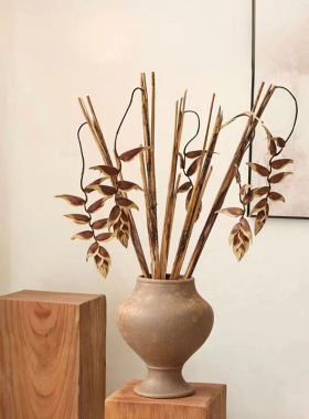 植物吊鸟小鸟叶干花花束