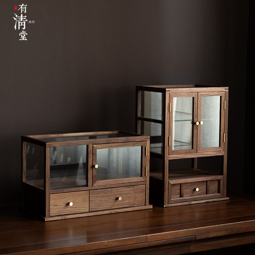 有清堂黑胡桃木实木茶具收纳柜