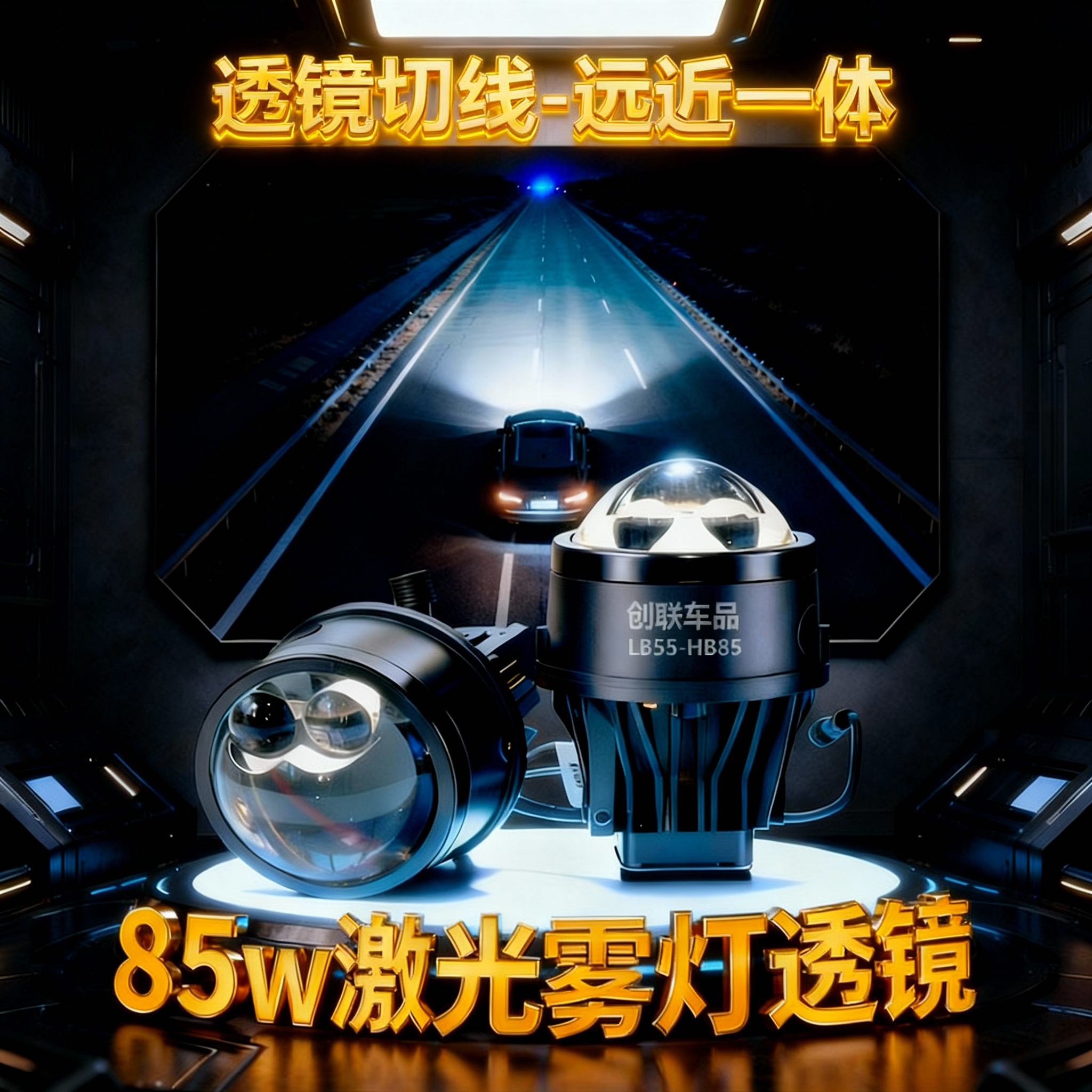 汽车雾灯通用专用改装双直射激光雾灯双光透镜远近光超级摩托车