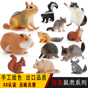 儿童仿真老鼠模型玩具动物龙猫天竺鼠豚鼠金花鼠益智认知摆件