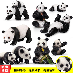 儿童仿真大熊猫模型实心动物成长周期玩具套装 小动物园摆件