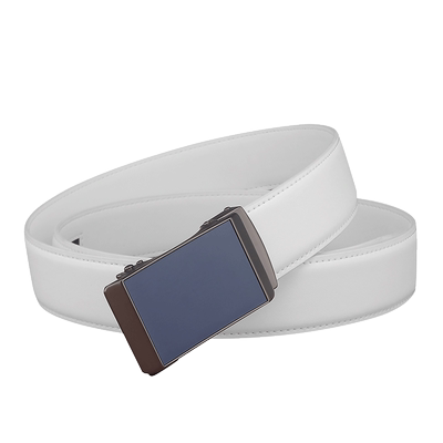 光板皮带男士真皮自动扣白色腰带男韩版潮流时尚百搭青年学生裤带