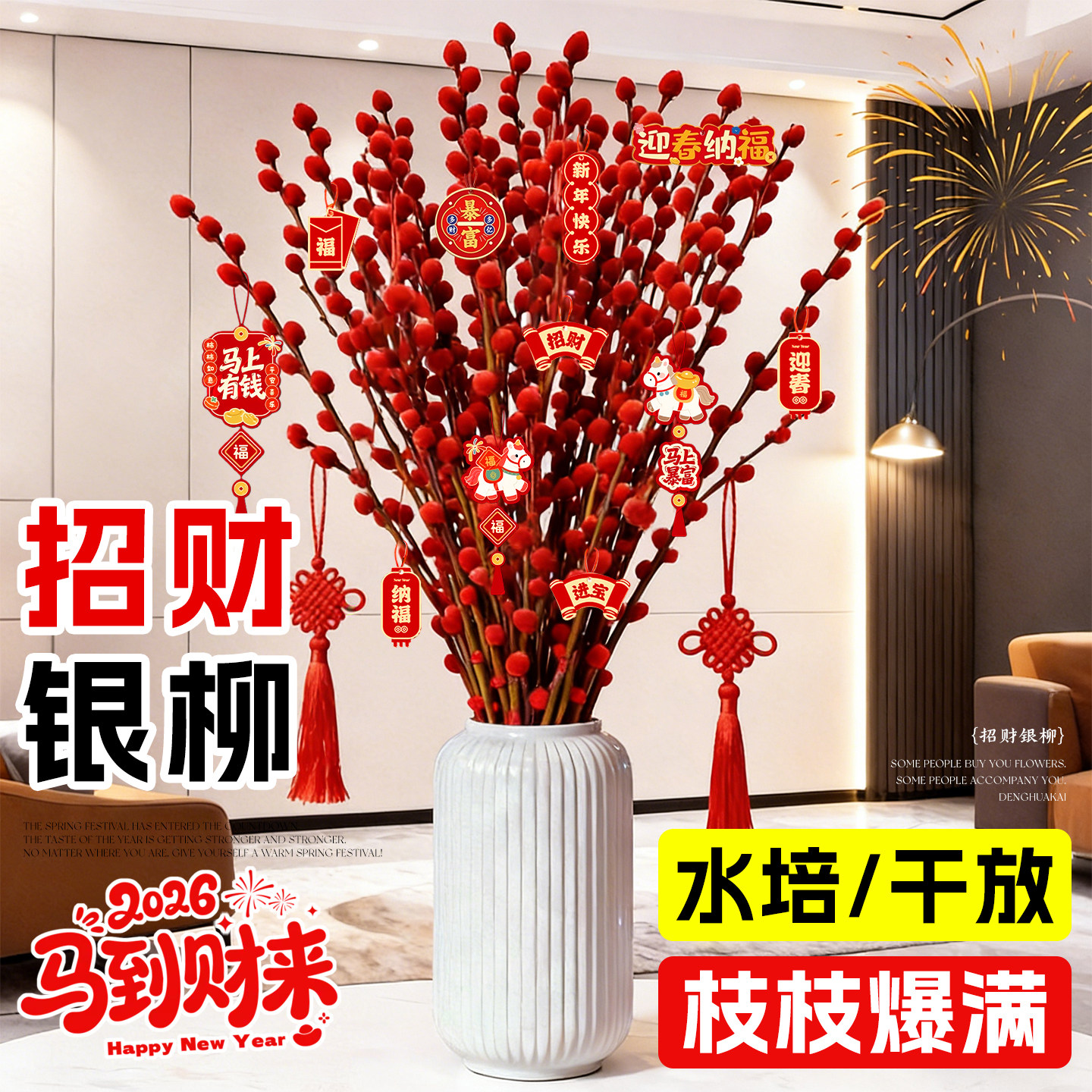 银柳真花鲜枝客厅摆件干花室内新年装饰红色年宵花卉水培绿植盆栽,鲜花速递/花卉仿真/绿植园艺,时令草本花卉,淘宝优惠券,粉丝福利购,淘宝优惠卷