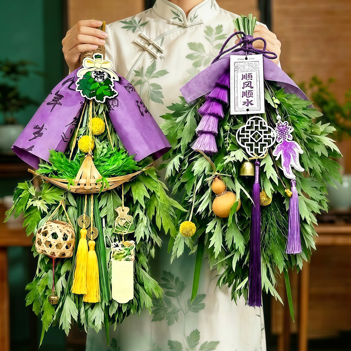 端午节艾草花束新鲜艾叶草手工diy材料香包驱蚊门挂菖蒲鲜花挂饰