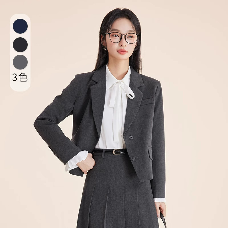 半身裙西装套装女小个子高级感2025新款春面试正装藏青色西服外套