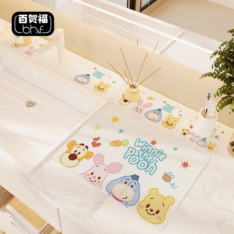 卡通浴室洗漱台面沥水垫卫生间洗手台牙刷杯垫硅藻泥水龙头吸水垫,居家布艺,家用脚垫,淘宝优惠券,粉丝福利购,淘宝优惠卷