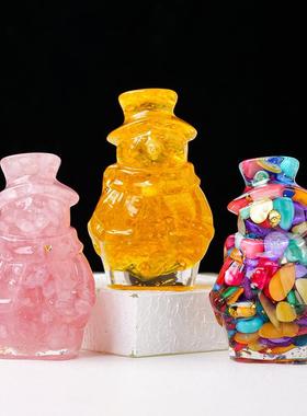 跨境天然水晶碎石滴胶雪人树脂工艺品圣诞节装儿童礼物摆件