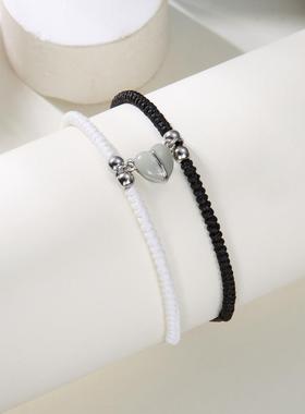 欧美跨境夜光爱心闺蜜手工编织手链女学生情侣配饰套装礼物饰品女