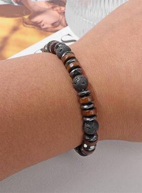 石头串珠木珠手链2023新款本命年转运黑胆石弹力男女手串商务馈赠
