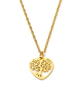 欧美配饰跨境项饰钛钢全抛光激光切割桃心生命树毛衣链项链女