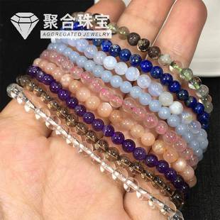 天然水晶手链单圈水晶矿石时尚简约散珠手串饰品圆珠手链饰品热销