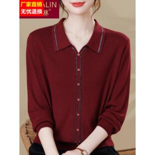 中年妈妈五十多岁洋气秋装打底衫中老年女羊毛衫大码上衣2025新款
