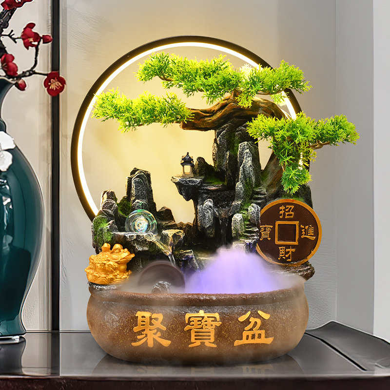 开业大吉生意兴隆摆件金蟾招财循环水装饰店铺前台风水轮装饰送礼图片