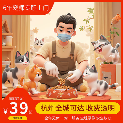 杭州全程上门喂猫猫咪寄养出差代喂猫当日一对一专人铲屎官服务