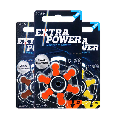 extra power助听器专用电池配件a13a10a312锌空气675纽扣电子原装