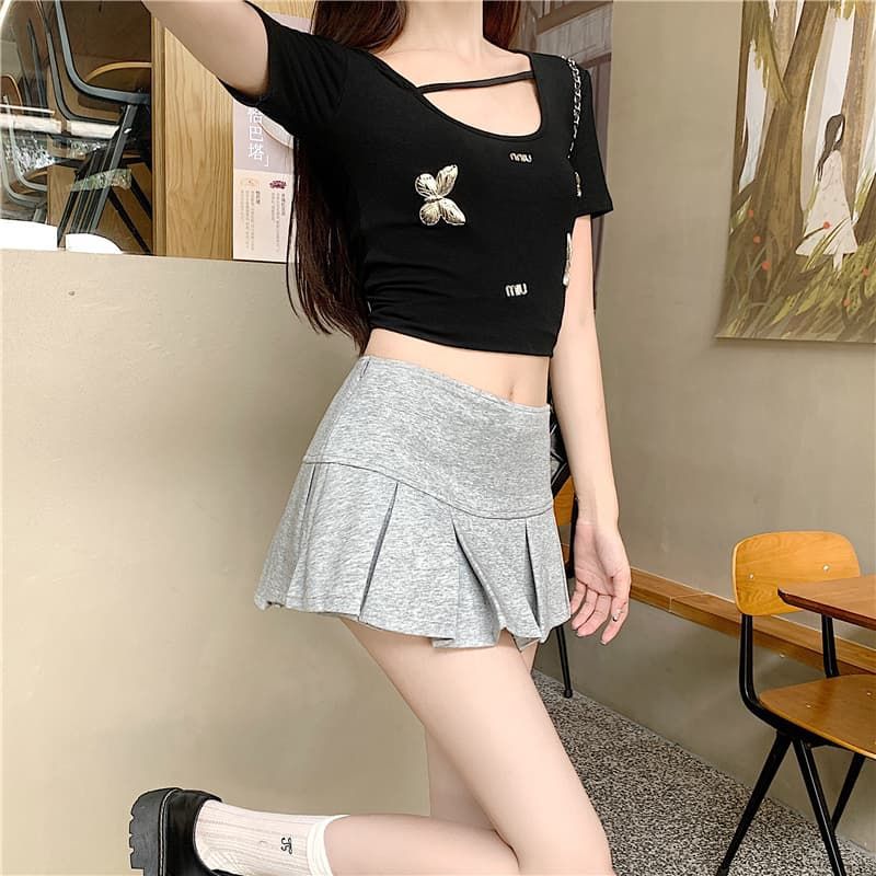 美式百褶半身裙女小个子秋季辣妹低腰卫裙防走光显瘦a字运动短裙