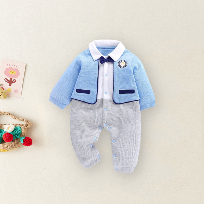 宝宝连体衣秋装新生婴儿衣服秋冬外穿秋季夹棉薄棉外出连体服套装