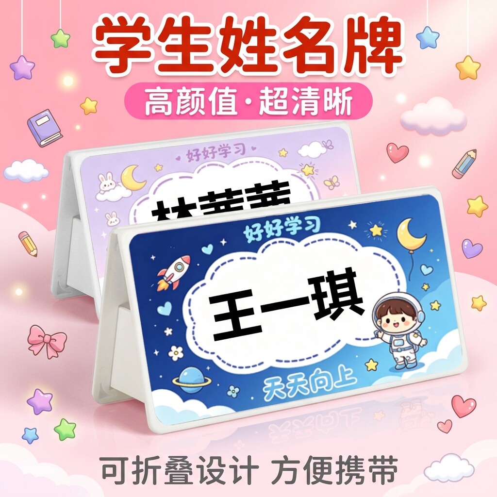 一年级新生姓名牌防摔可折叠桌牌