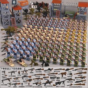 川军兵人兼容乐高二战人仔八路军士兵美军小人偶哨所瞭望哨塔场景