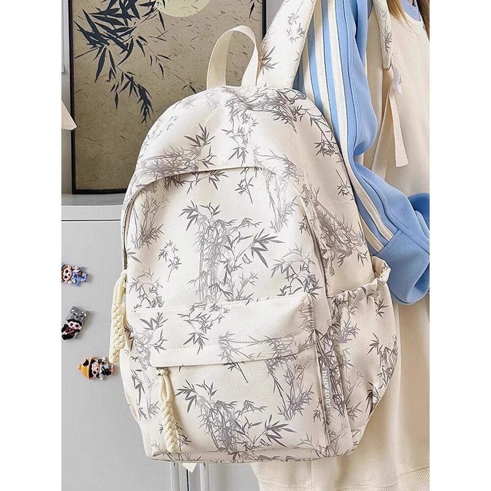 法国MlcanI Kans书包女孩初中生新中式国风双肩包高中小学生背包