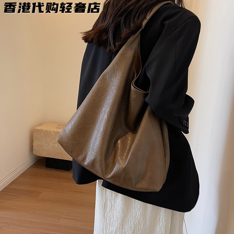 法国ZAMP质感大容量真皮水桶包女2026新款复古单肩包时尚托特包