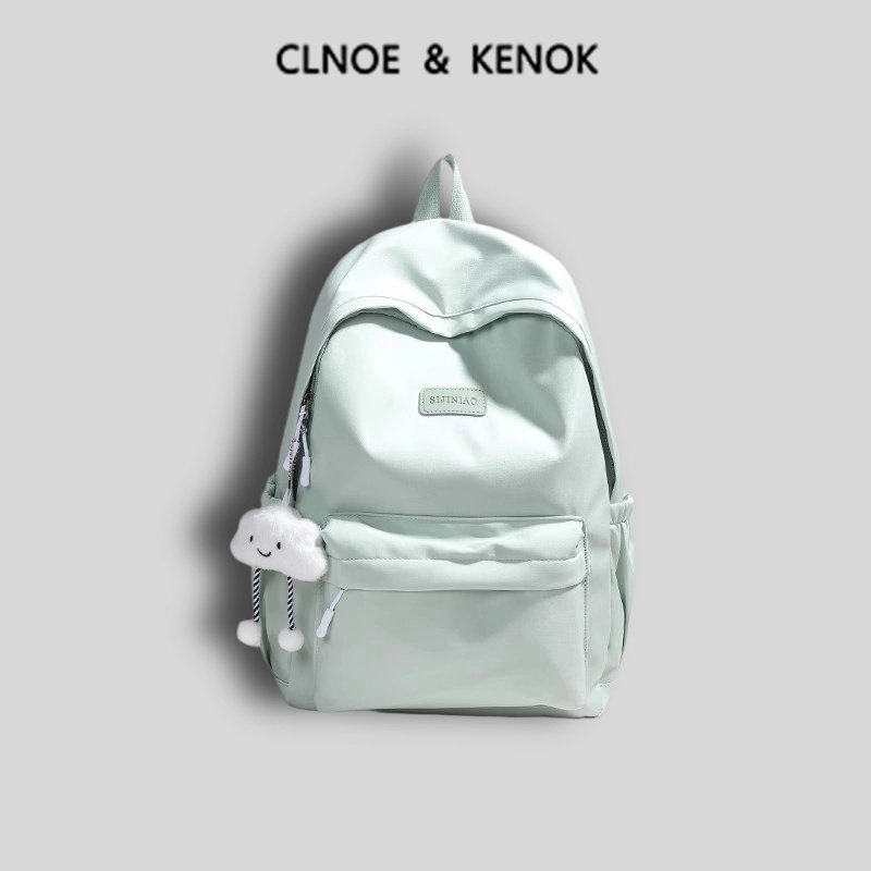 Clnoe Kenok简约薄荷绿书包女初高中生2025新款通勤大容量双肩包