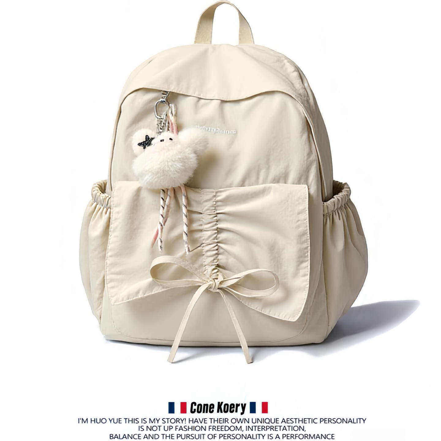 法国书包大学生女蓝色时尚初中女生高中生2026新款背包女孩双肩包