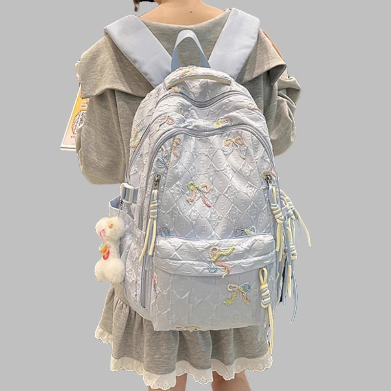 法国ZAMP新款蝴蝶结书包女初高中大学生轻便高颜值护脊减负双肩包