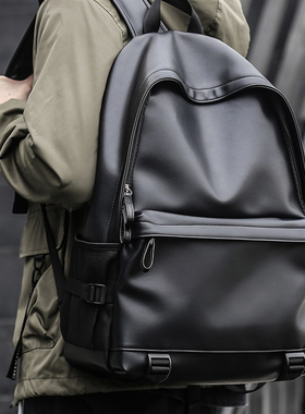 法国M CLACK经典男士双肩包休闲背包大学生书包大容量皮质电脑包