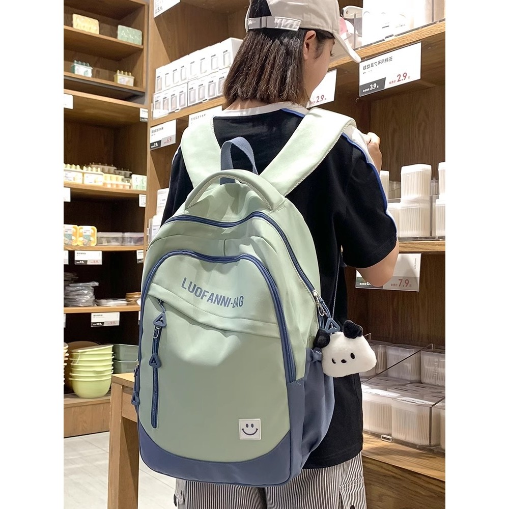 法国ZAMP书包女生初中高中拼色双肩包新款高颜值小众学生减负背包