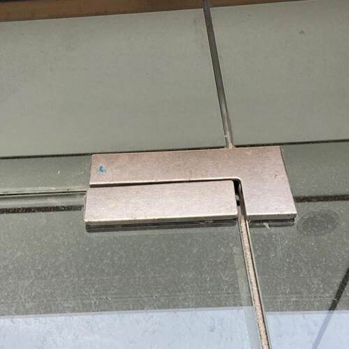 无框玻璃门发夹地弹簧上门夹上下通用无框一字夹点夹上下夹配件