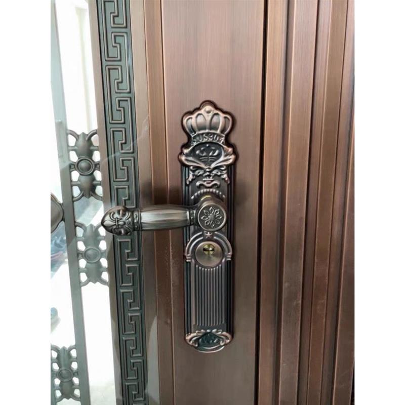 豪华红古铜防盗门拉手大把手欧式门把入户门锁铁面板手柄
