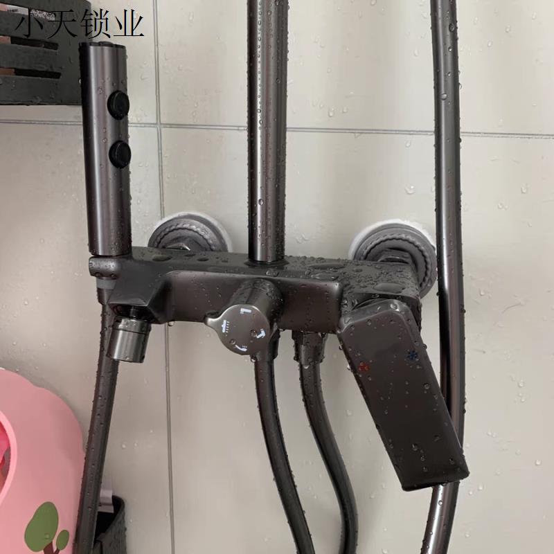 淋雨正品器淋浴沐浴花洒增压全铜枪灰色卫生间家用喷头大套装浴室
