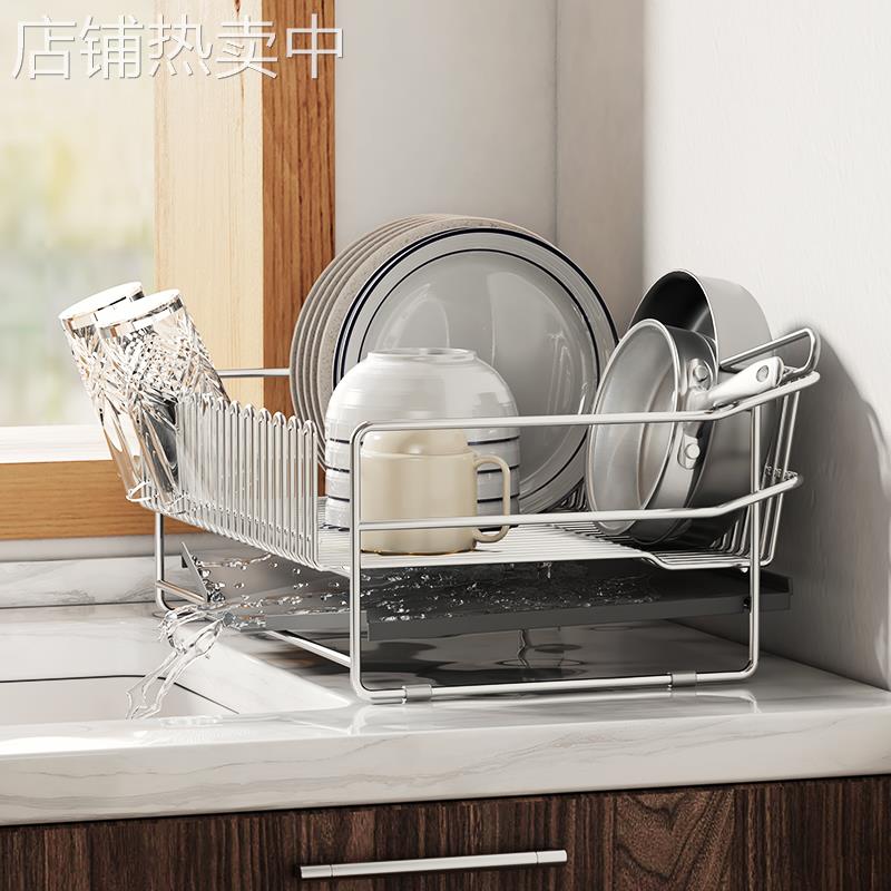 304不锈钢水槽边沥水架碗筷碗盘厨房碗碟架水池洗碗池餐具晾碗架