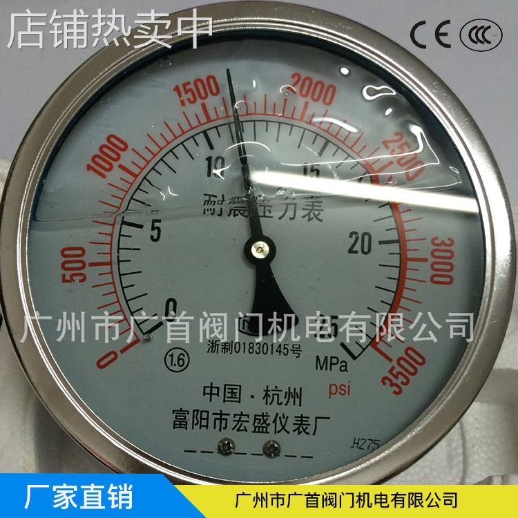 耐震YN100压力表/不锈钢耐震表YN150径向轴向带边/抗震压力表