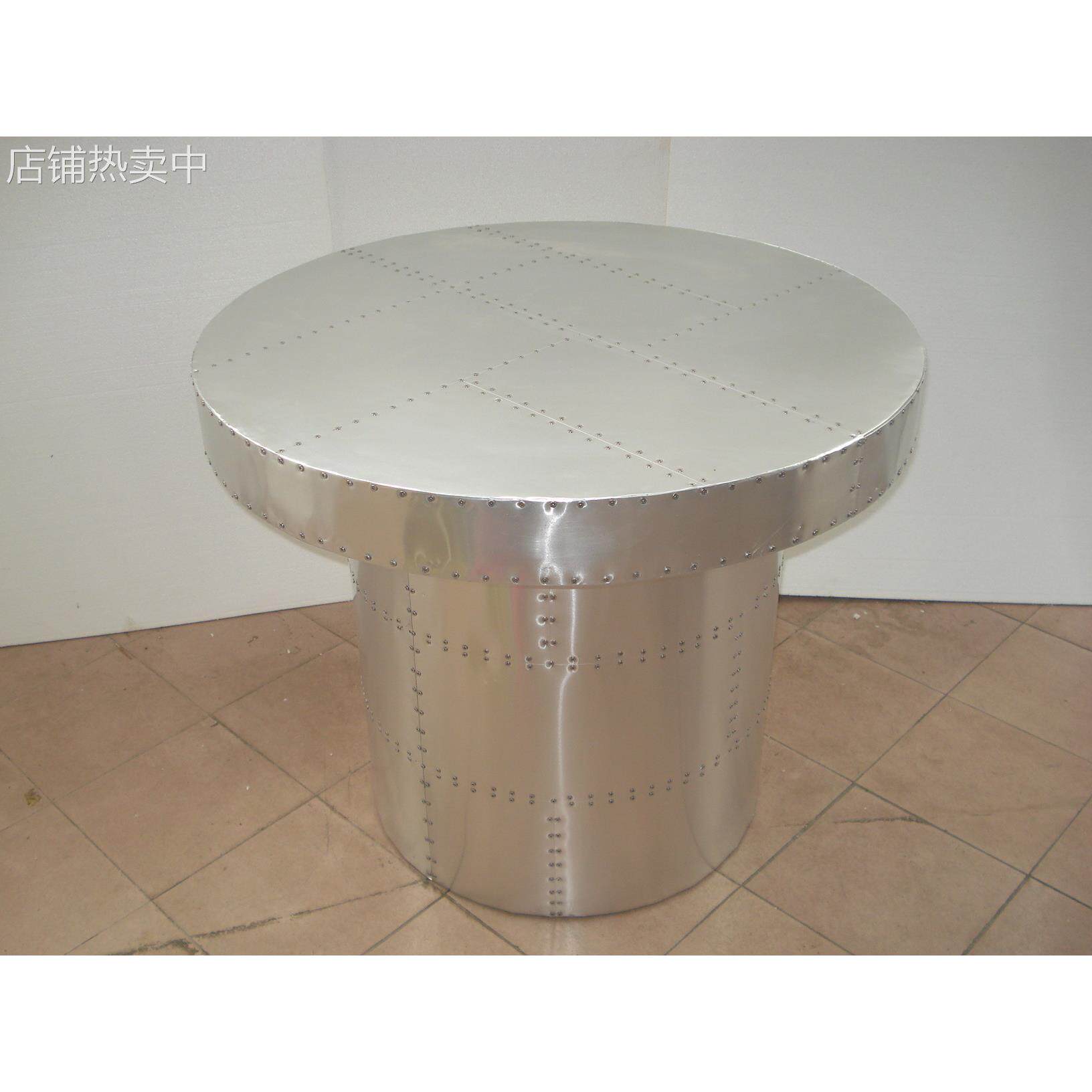 美式乡村吧台小圆桌子茶几铁艺休闲组合椅咖啡桌铝皮复古loft家具