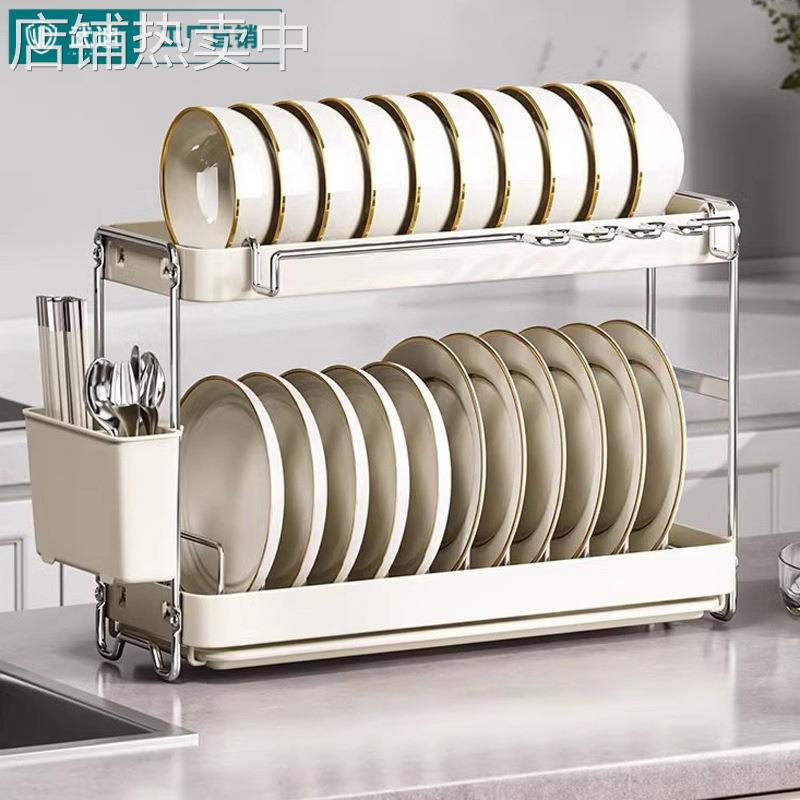 奶油风厨房调料置物架台面转角旋转双层调味料调味品收纳调料架