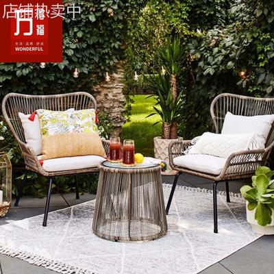 户外阳台休闲藤编家具组合一桌二椅三件套阳台庭院简编桌椅组合