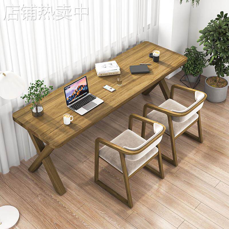 实木书桌长条窄桌双人靠窗学习桌现代简约卧室儿童家用写字台