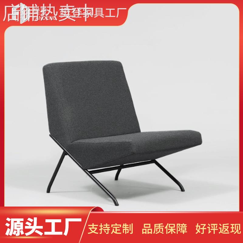 北欧布艺铁艺单人沙发创意现代客厅休闲椅简约懒革时尚小沙发
