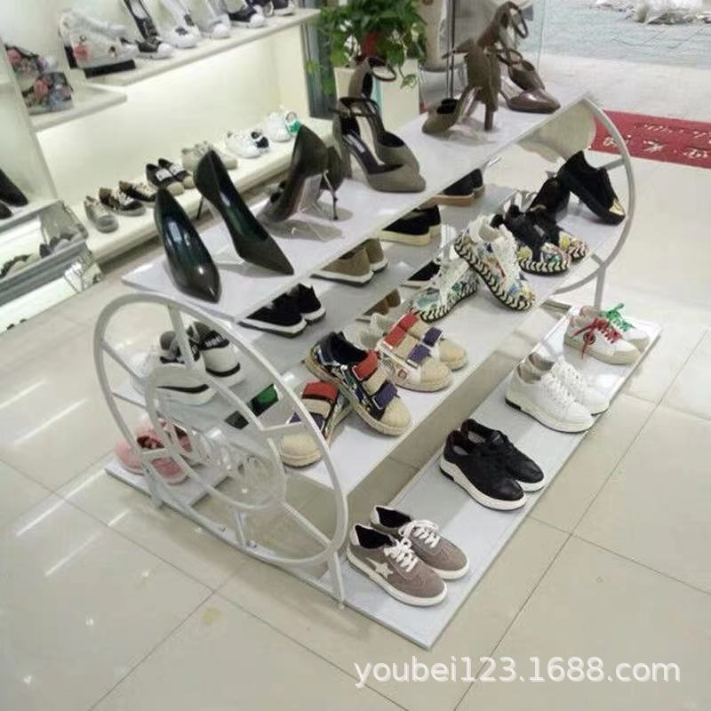 鞋店鞋架展示架店铺落地中岛货架多层包包流水台梯形服装店陈列架
