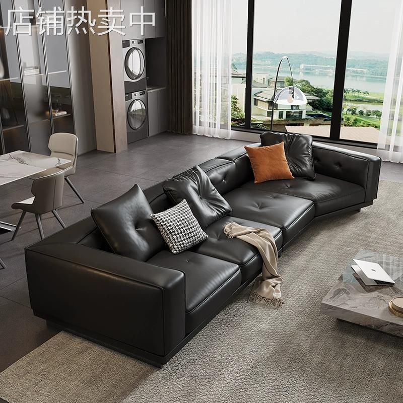意式极简迪兰DYLAN沙发头层牛皮轻奢大客厅设计师直排带异形组合