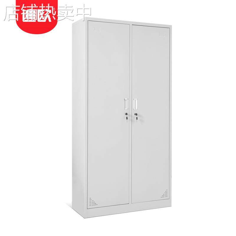 钢制衣物收纳储物柜二门铁皮柜子车间员工宿舍带锁更衣柜