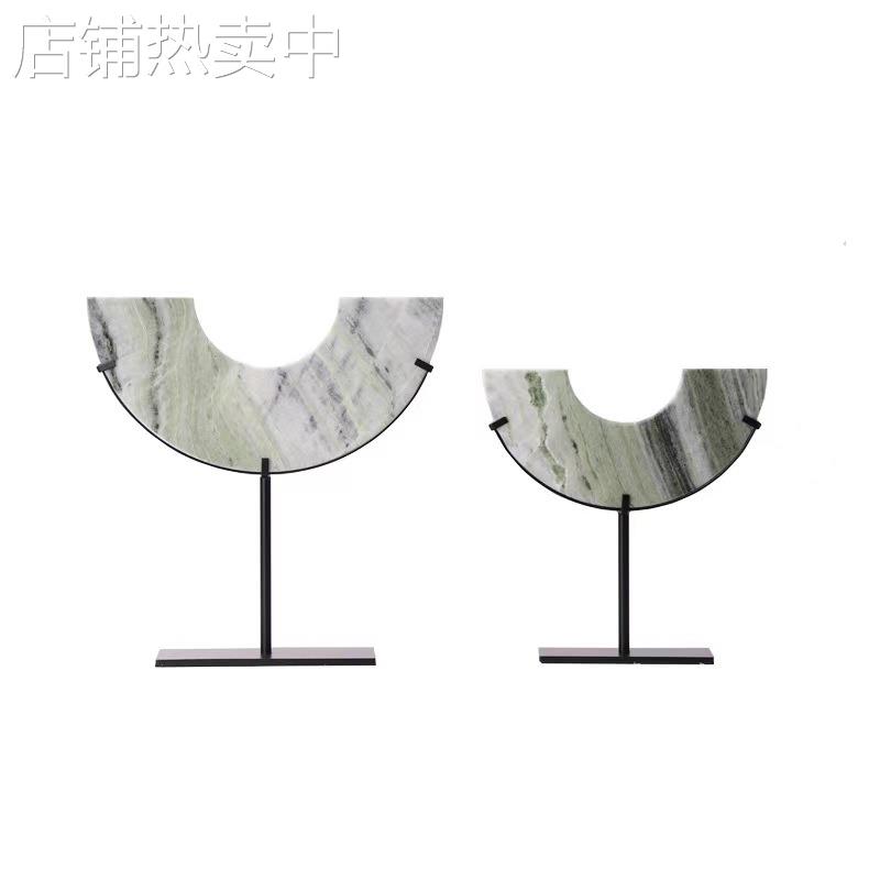 中式样板房大理石金属半圆摆件中式装修家居样板房桌面玄关软装