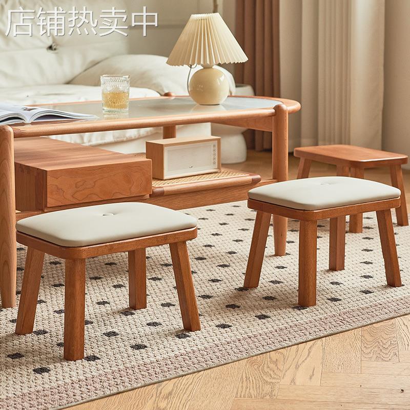 实木小凳子软包坐垫小板凳家用矮凳坐凳简约客厅沙发凳换鞋凳方凳